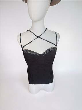 Princess Polly Luvan Lace Trim Corset Top in Black